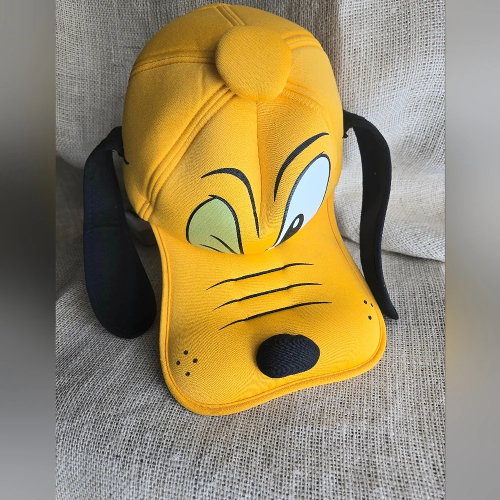 Disney Pluto Hat 3D Foam W/ Long Floppy Ears, Yellow. Great For Halloween